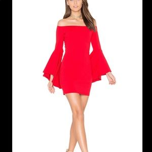 Susana Monaco Red Off the Shoulder Dress Bell Sleeves